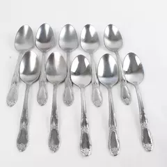 Set of 10 Oneida Silver Fenway Dessert Oval Soup Spoons - Stainless, 6"