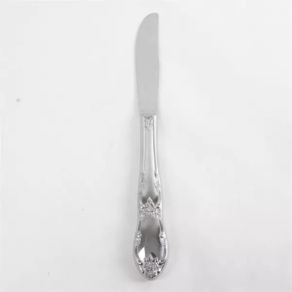 Set of 6 Oneida Fenway Modern Silver Hollow Handle Dinner Knives 8.5"