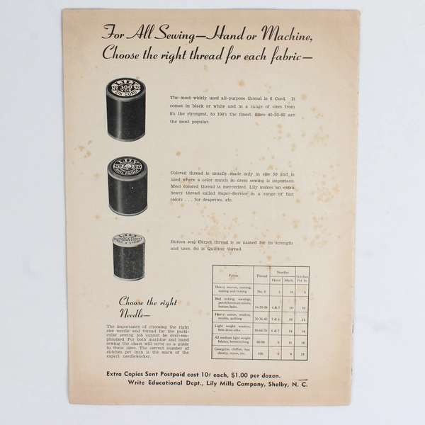 She Saves Who Sews For Victory Lilly Mills 1942 WWII Clothing Repair Pamphlet 