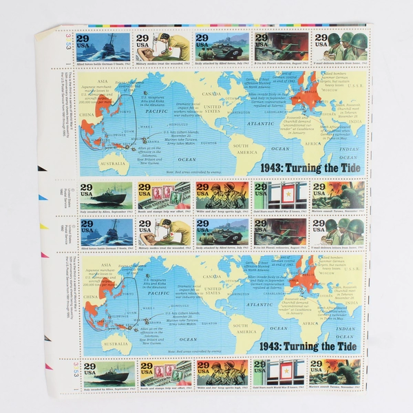 America Remembers The World At War: The Turning of the Tide 1943 Stamp Sheet MNH