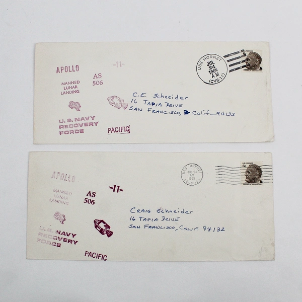 Lot Of 2 Apollo 11 Navy Recovery Pacific Jul 24 1969 USS Hornet Space Covers 