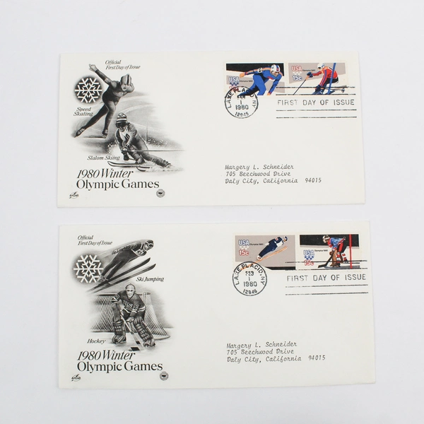 Set Of 2 1980 Winter Olympic Games First Day Covers Lake Placid New York