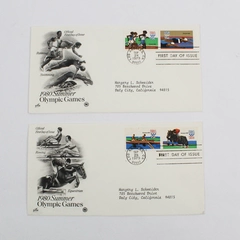 Set Of 2 1980 Summer Olympic Games First Day Covers Los Angeles 
