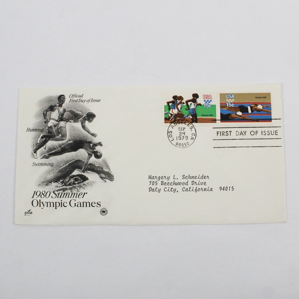 Set Of 2 1980 Summer Olympic Games First Day Covers Los Angeles 
