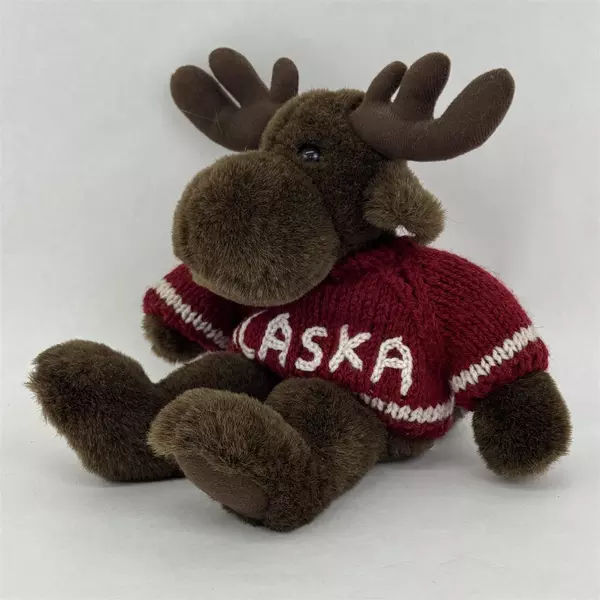 Arctic Circle Enterprises Brown Alaska Moose Plush Animal W/ Knit Sweater 13"
