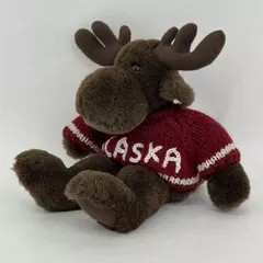 Arctic Circle Enterprises Brown Alaska Moose Plush Animal W/ Knit Sweater 13"