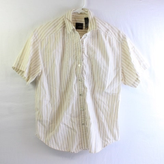 Lizwear Beige and White Striped Button-Up Women's Petite Small