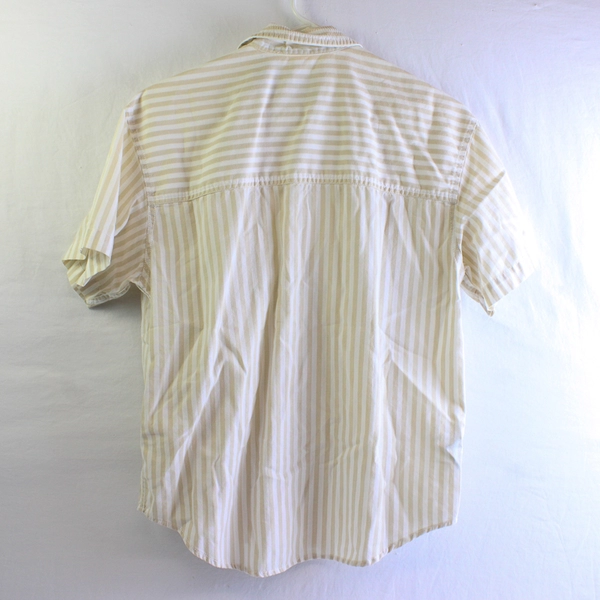 Lizwear Beige and White Striped Button-Up Women's Petite Small