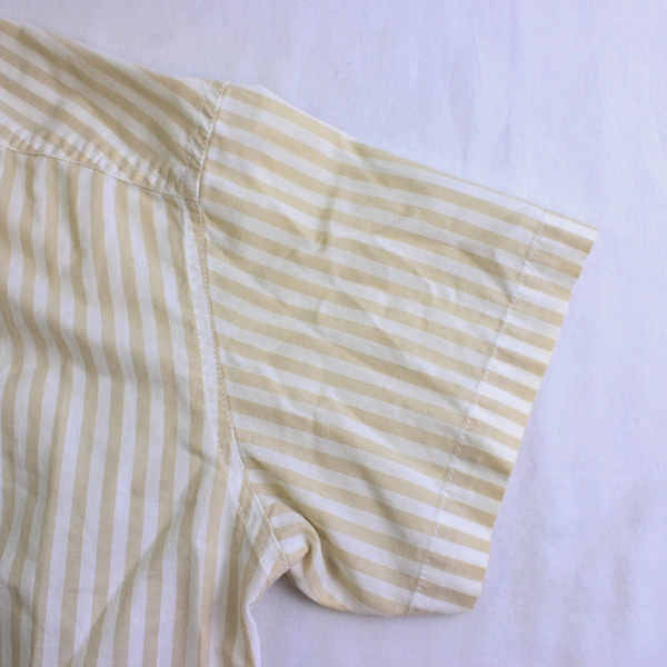 Lizwear Beige and White Striped Button-Up Women's Petite Small
