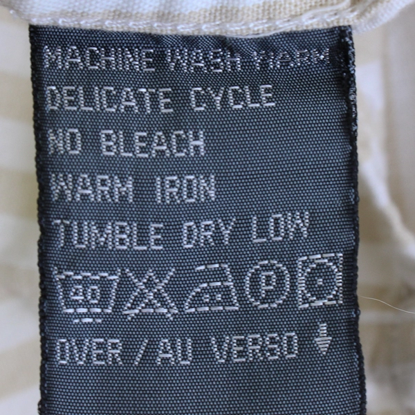 Lizwear Beige and White Striped Button-Up Women's Petite Small