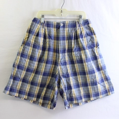 Vintage Forenza Blue and Yellow Plaid Cotton Shorts Women's Size 6