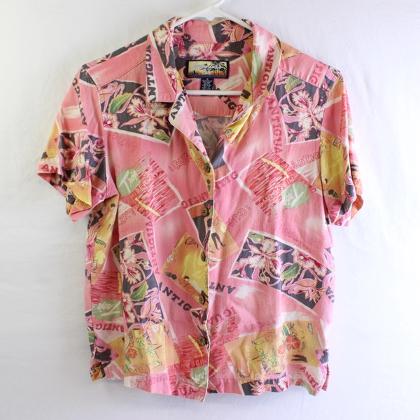 Havana Jack's Cafe Floral Pink Button-Up Women's Size Small
