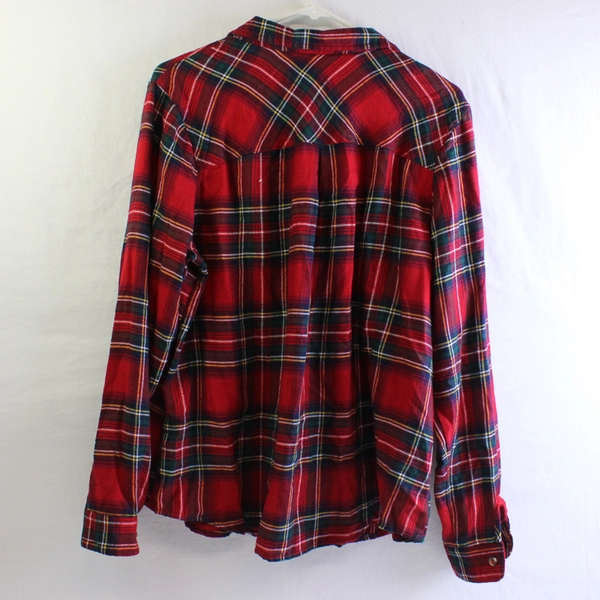 Maurices Green Yellow Plaid Relaxed Fit Flannel Women's Size 0