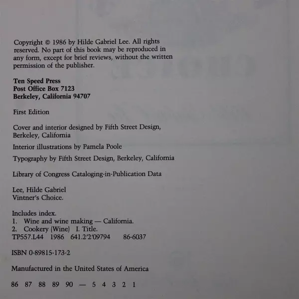 Vintner's Choice 100 Family Wineries Describe Best Wines & Recipes Paperback