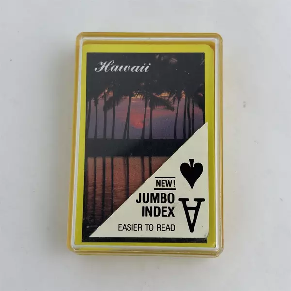 Vintage Hawaii Scene Playing Cards in Case Jumbo Index Easier To Read Souvenir