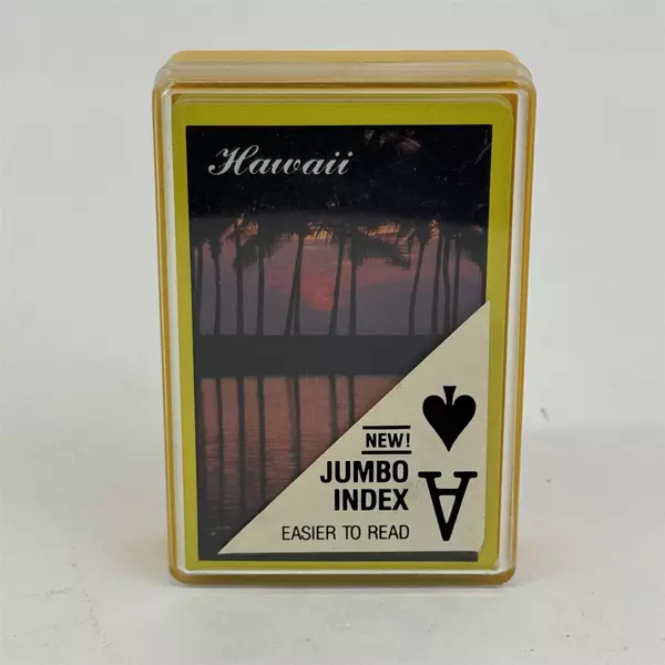 Vintage Hawaii Scene Playing Cards in Case Jumbo Index Easier To Read Souvenir