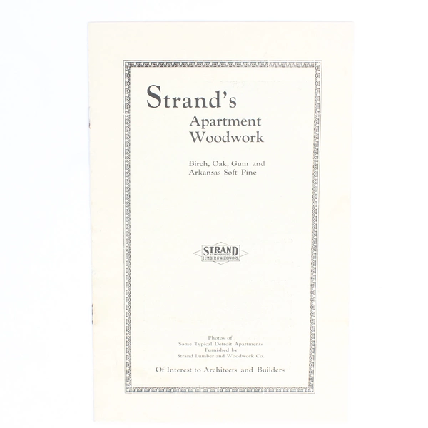 Strand's Apartment Woodwork Pamphlet Detroit Architecture History 1920s