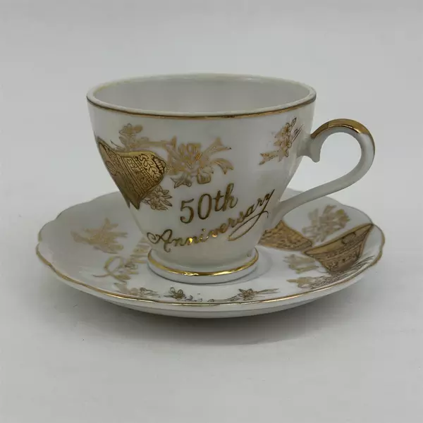 Norcrest Porcelain Tea Cup And Saucer 50th Anniversary 