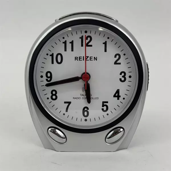 Reizen Talking Radio-Controlled Battery Operated Clock White Face