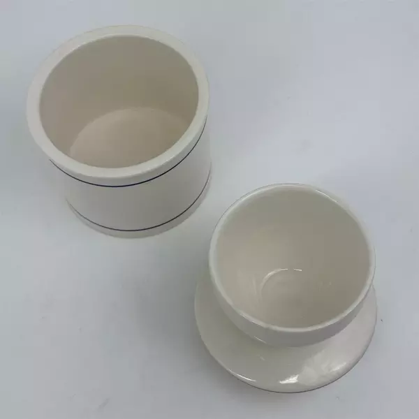 Norpro Ceramic French Bell Butter Keeper Off White Blue Stripes