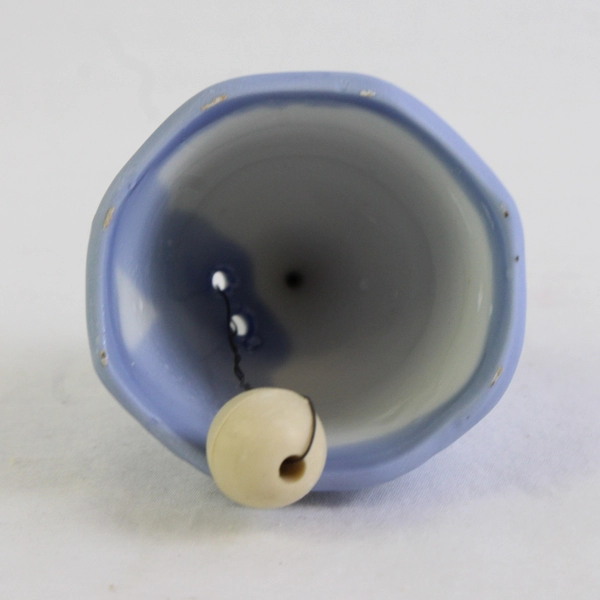 Currier & Ives Blue Porcelain Bell "The Old Homestead In Winter" Scene 3.5" Tall