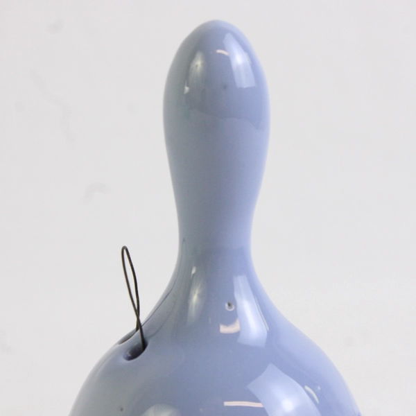 Currier & Ives Blue Porcelain Bell "The Old Homestead In Winter" Scene 3.5" Tall