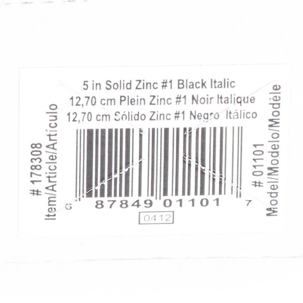 Gatehouse House Number 5" Solid Zinc #1 Black Italic #01101 Model