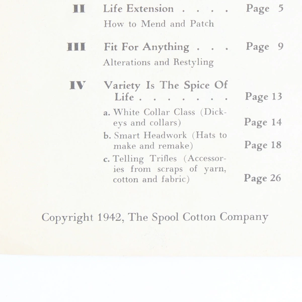 1942 Make and Mend for Victory Book No S-10 Spool Cotton company