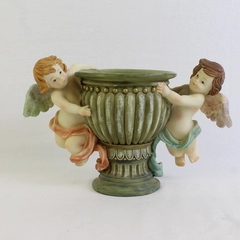 Unbranded Resin Pastel Angel/Cherubs Pillar Candle Holder 5.75" Tall