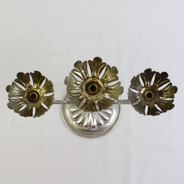 Unbranded Metal Candelabra For 3 Candles Flower/Floral Design 9" Tall