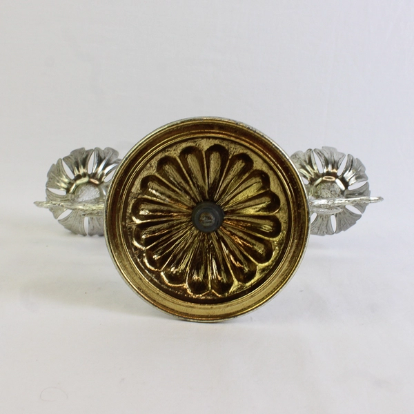 Unbranded Metal Candelabra For 3 Candles Flower/Floral Design 9" Tall