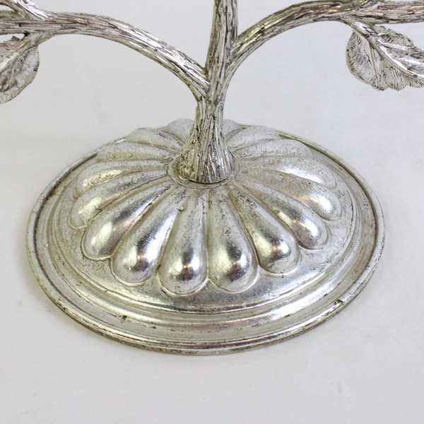 Unbranded Metal Candelabra For 3 Candles Flower/Floral Design 9" Tall