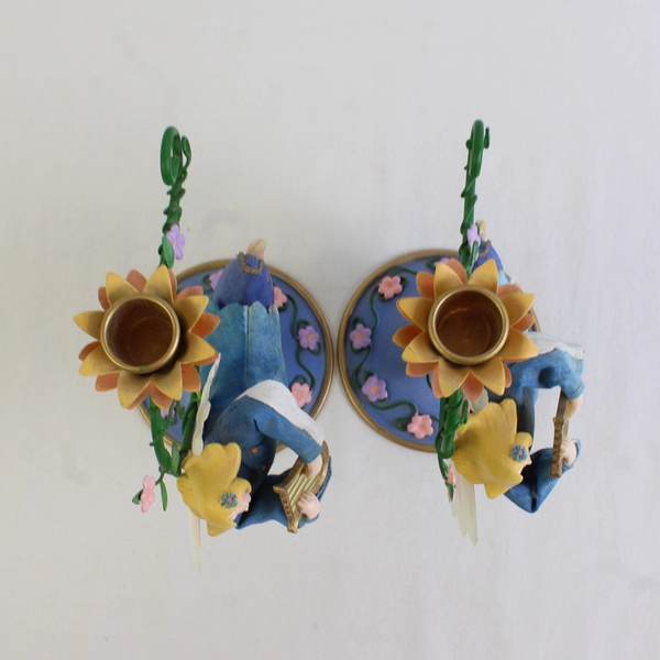 Lot Of 2 Avon Gift Collection Country Angel Candle Holders 7.75" Tall