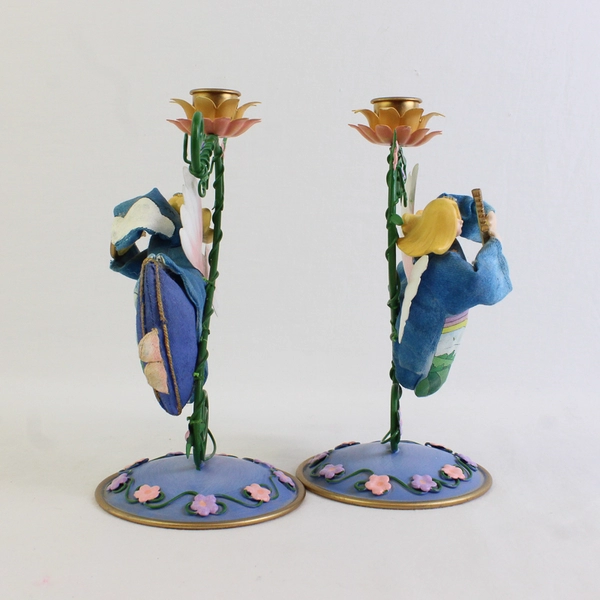 Lot Of 2 Avon Gift Collection Country Angel Candle Holders 7.75" Tall