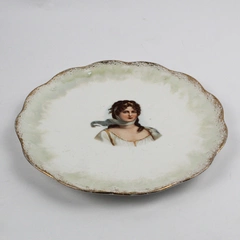 Limoges China Decorative Round Plate Woman With Scarf 9.5" Diameter