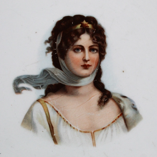 Limoges China Decorative Round Plate Woman With Scarf 9.5" Diameter