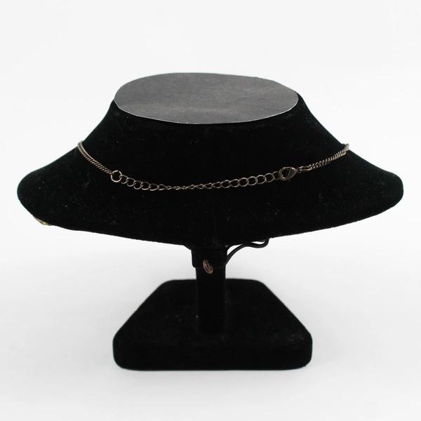 World Market Green Faux Teardrop Stones Bronze Finish Bib Necklace 19"