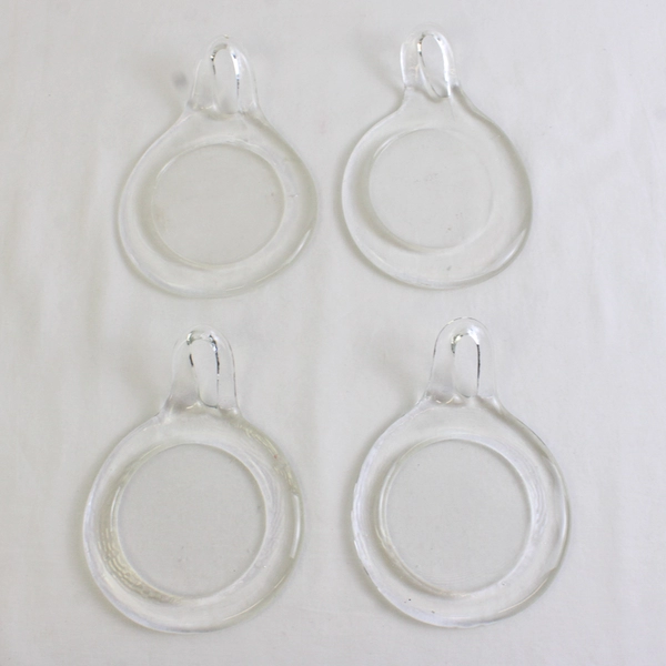 Lot Of 4 Vintage Clear Chamber Glass Coasters Modernist Design