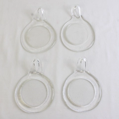 Lot Of 4 Vintage Clear Chamber Glass Coasters Modernist Design