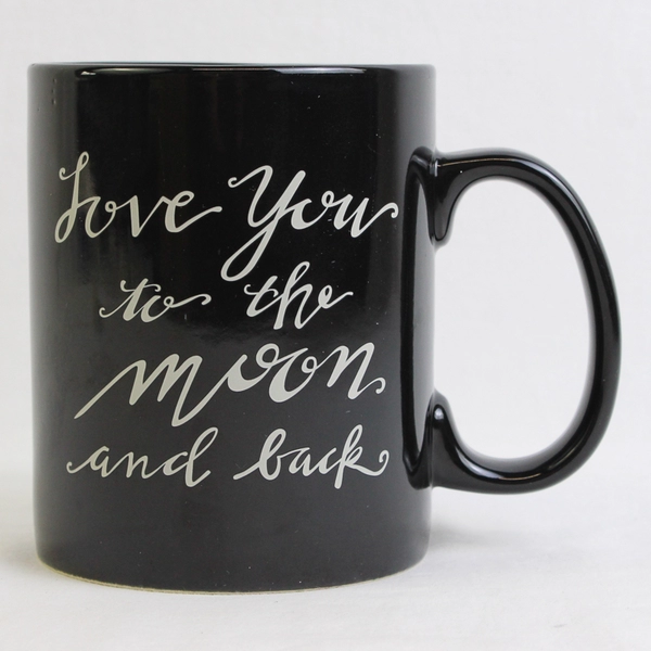 Primitives by Kathy Love You To The Moon Black Coffee Mug, 16 Ounce