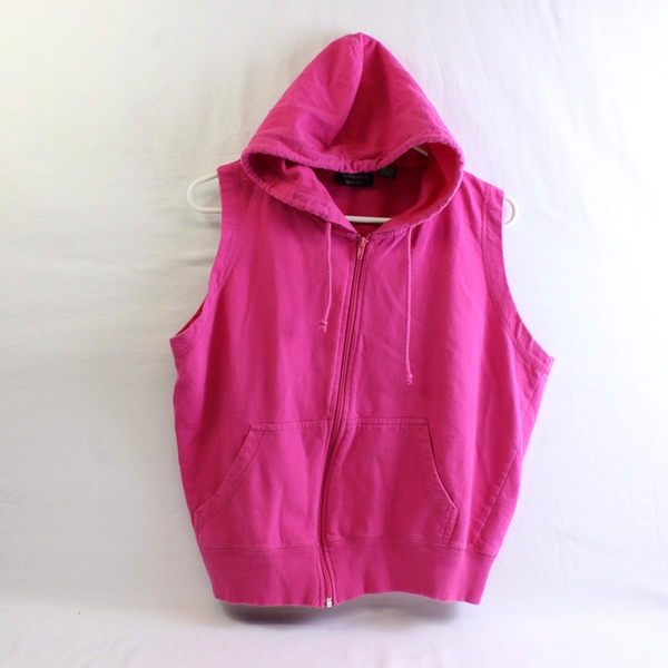 Outrageous Sports Hot Pink Sleeveless Zip-Up Hoodie Vest Women's Size Small
