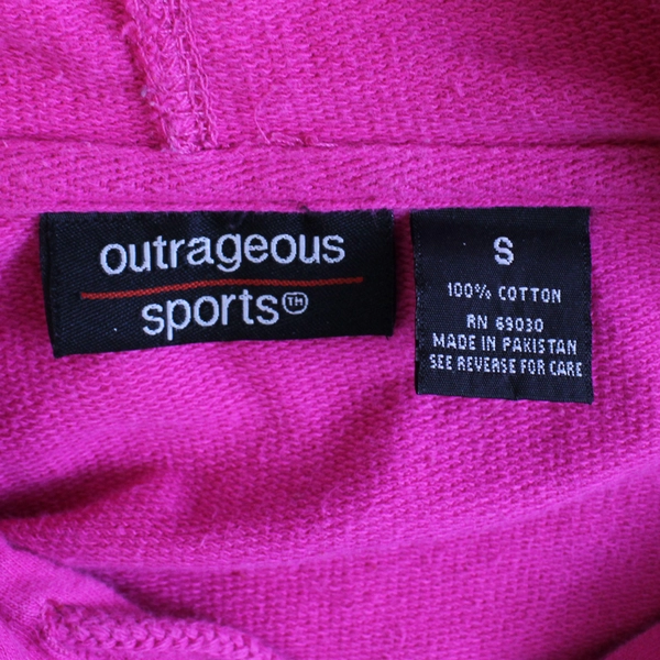 Outrageous Sports Hot Pink Sleeveless Zip-Up Hoodie Vest Women's Size Small