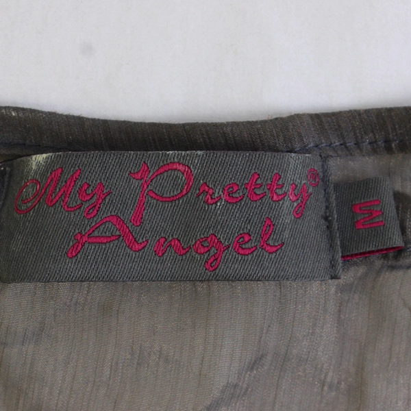 My Pretty Angel Women's M Gray Knit and Lace Ruffle Sheer Dress