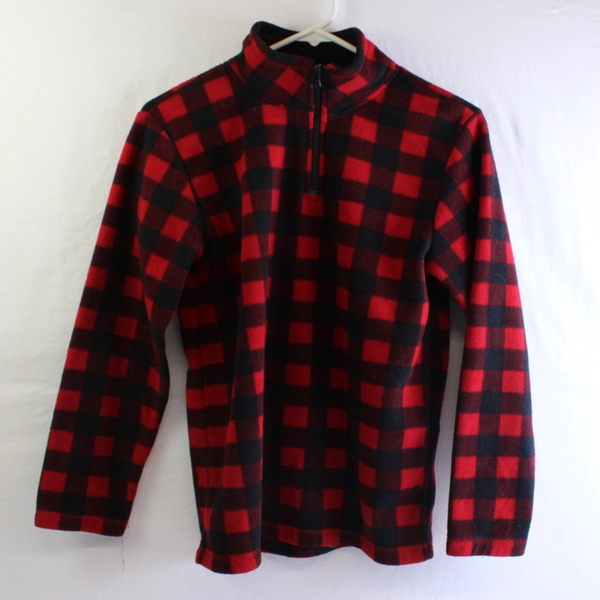Children's Place Red and Black Buffalo Check 1/4-Zip Jacket Boys' Size L 10/12