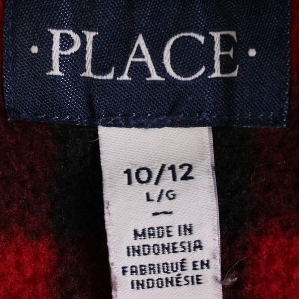 Children's Place Red and Black Buffalo Check 1/4-Zip Jacket Boys' Size L 10/12