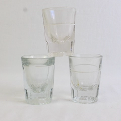 Lot of 3 Libbey Heavy Fluted Clear Shot Glasses Measurement Lines Barware