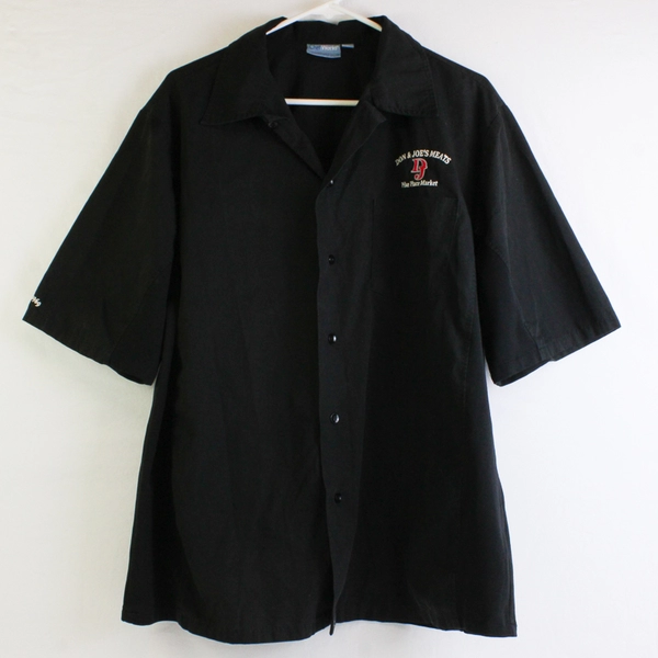 Don & Joe's Meats Pike Place Market Black Button-Up Uniform Shirt Adult Sz Large