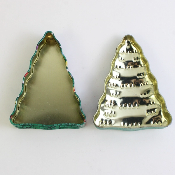 Small Christmas Tree Metal Tin Holiday Gift Box
