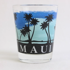 Maui Hawaii Souvenir Clear Shot Glass Palm Trees 1 Ounce Tiki Bar Vacation