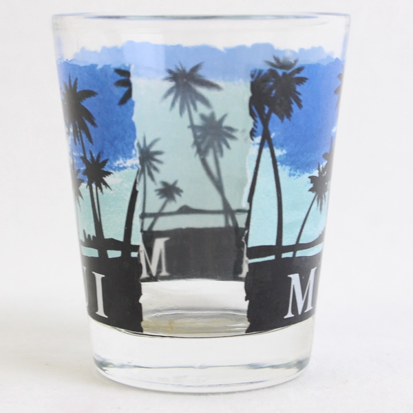 Maui Hawaii Souvenir Clear Shot Glass Palm Trees 1 Ounce Tiki Bar Vacation